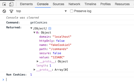 Console Log getcookies